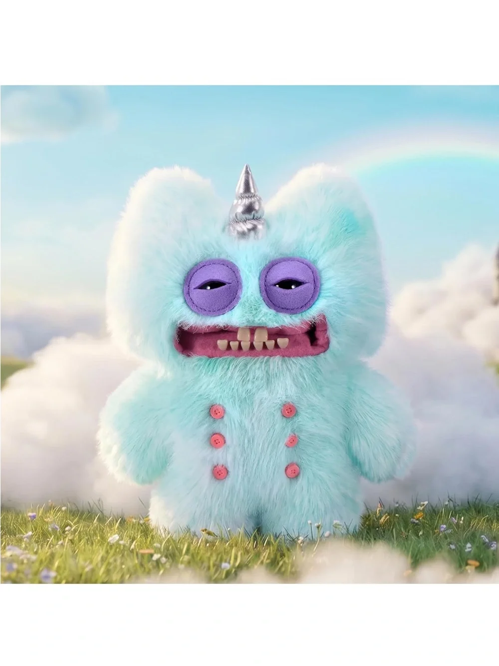 Zuru Stinkface Fugglecorns Plush Monster Handbag in Aqua with Purple Eyes